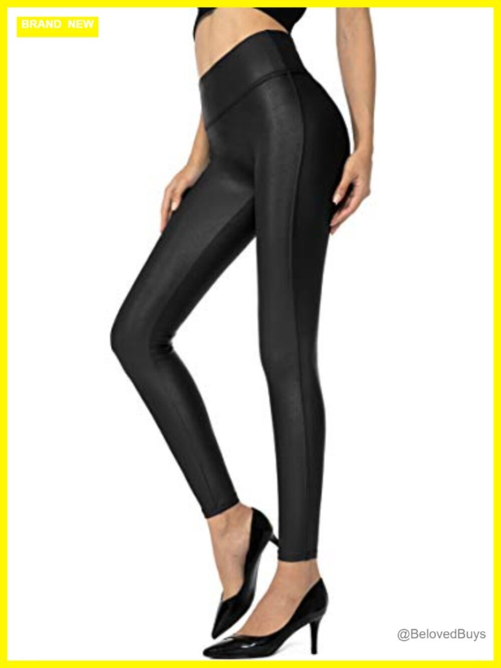 Faux Leather High Waist Skinny Leggings 27" Stretchy Pleather Pants